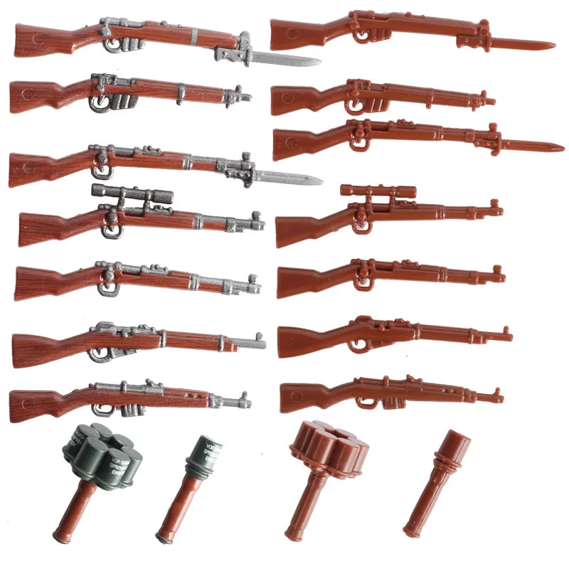 

3 Style DIY WW2 Military Soldier Weapons Accessory Building Blocks German Soviet British Army Figure City Parts Bricks Toys Kids