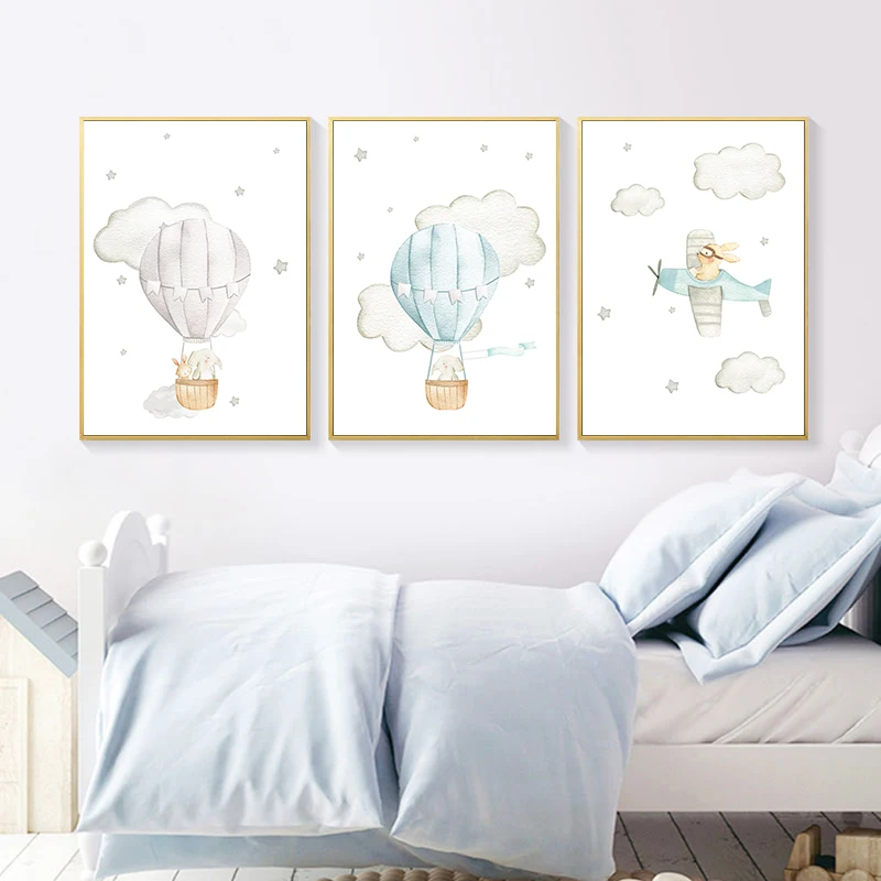 

Animal Balloon Airplane Car Child Poster Nursery Canvas Print Wall Art Painting Nordic Kids Decoration Picture Baby Room Decor