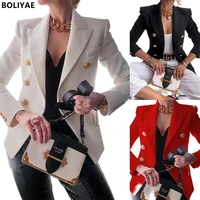 2021 spring autumn fashion suit jackets for women double breasted blazer office coat ladies elegant outwear blazers tops full