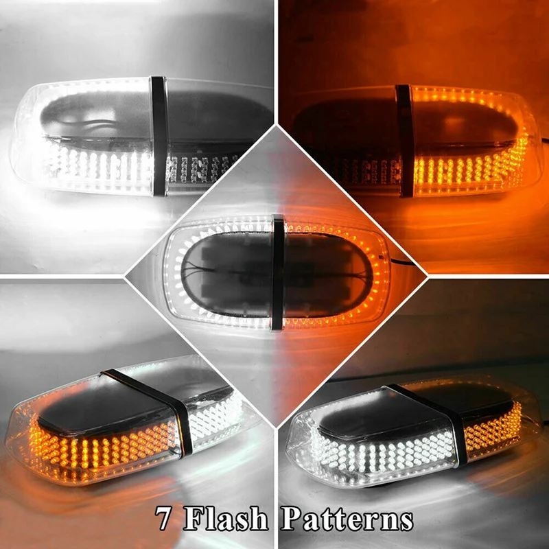 

240 LED Flashing Beacon Lights Amber White Rooftop Emergency Warning Mini Bar