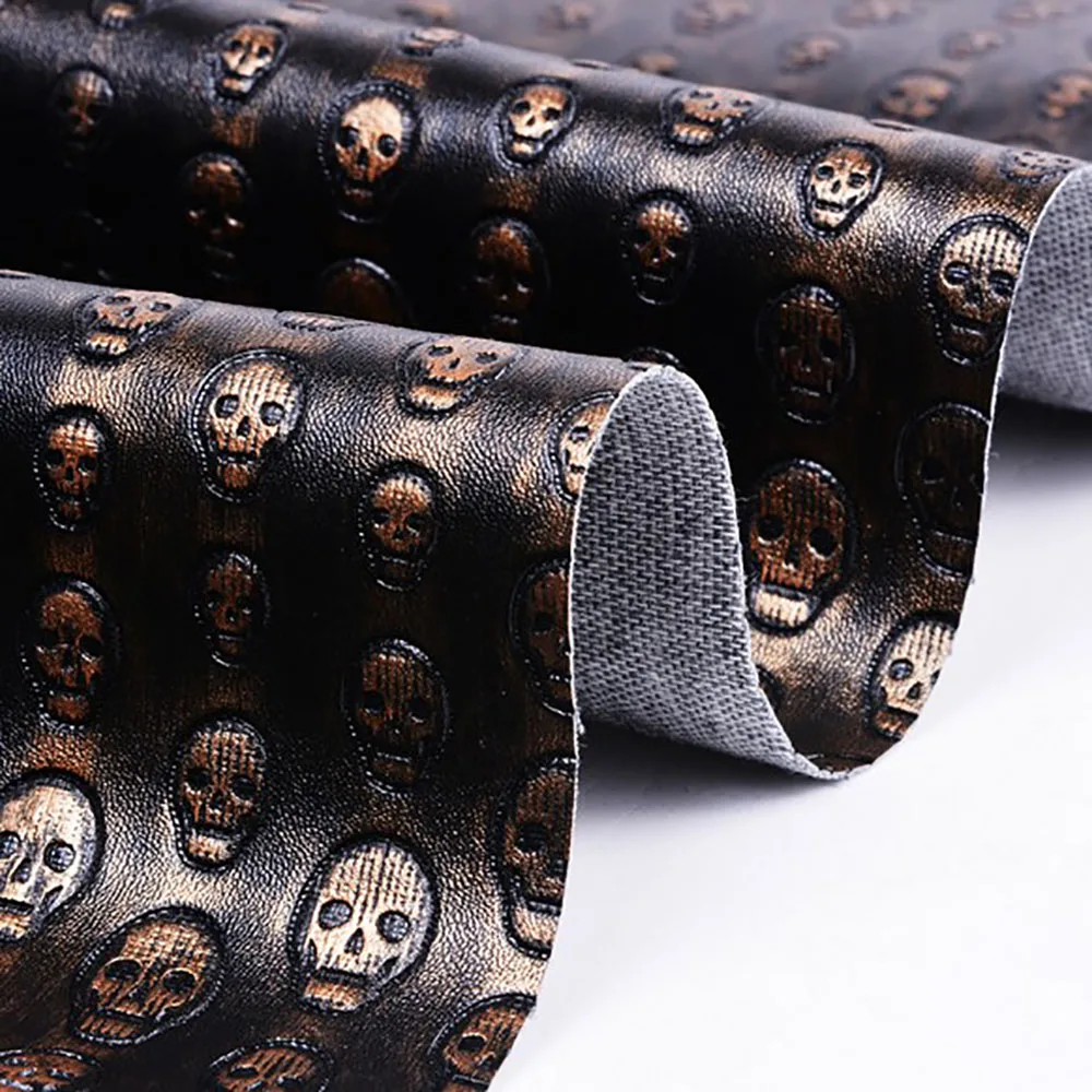 1 метр череп из искусственной кожи Ткань Винтаж Панк синтетическая кожа для