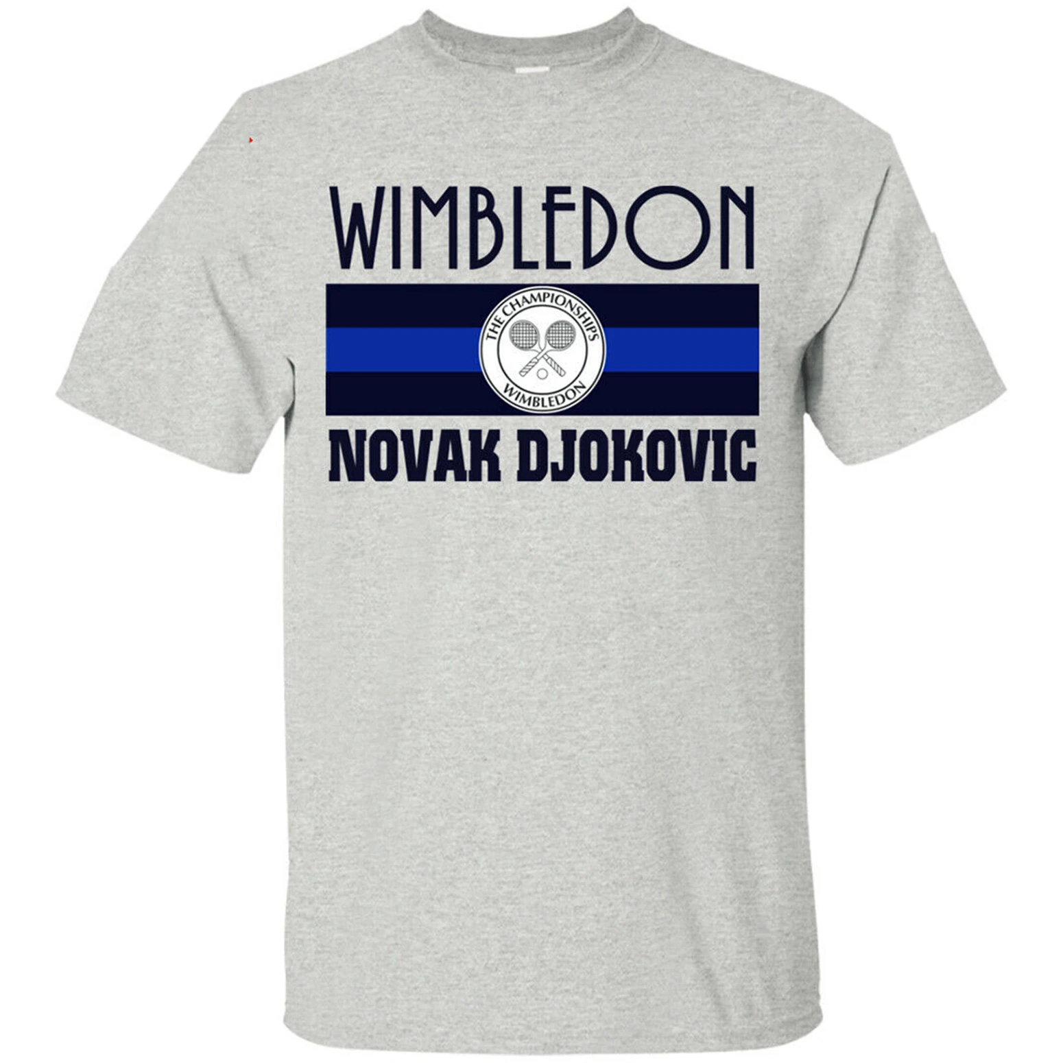 Футболка Novak Djokovic с Уимблдоном теннисные поля 2020 бело серые мужские забавные