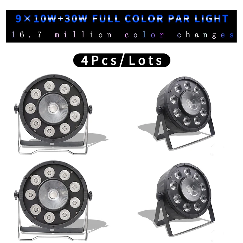 

4Pcs/lots 25 Degrees 9x10W 30w RGB 3 in 1 Par Light 9*10w 30w Led DMX512 Control DJ Lights Professional Stage Disco equipment