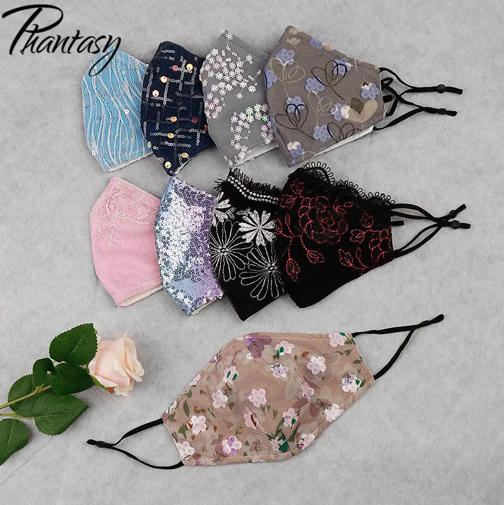 

Модная женская маска для лица Phantay, тканевая маска для вечеринки, сексуальная блестящая маска для лица, моющиеся многоразовые хлопковые мас...