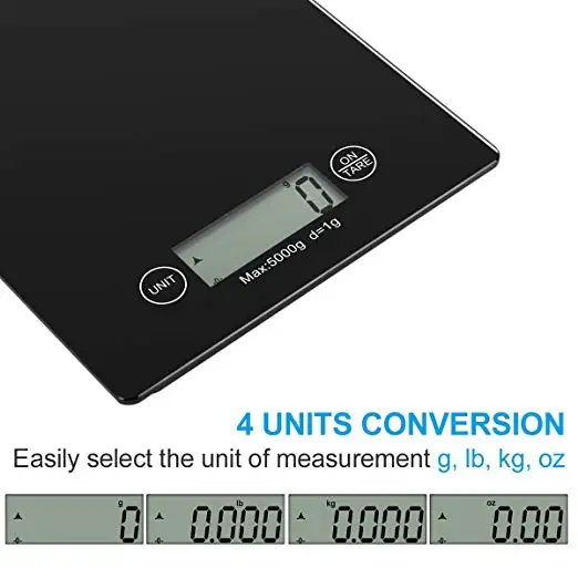 Electronic Kitchen Scale with 4 Units Large LCD Display Auto Off Tare Function Multifunction Food Water-Resistant | Дом и сад
