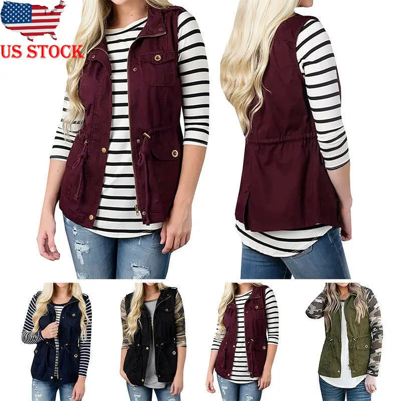 Женский зимний жилет Женская легкая куртка без рукавов в стиле милитари на