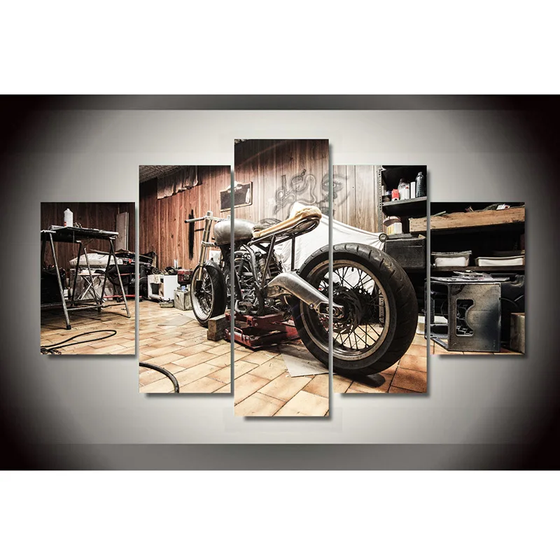 Модульные холщовые постеры для мотоциклов с HD печатью 5 панелей винтажные