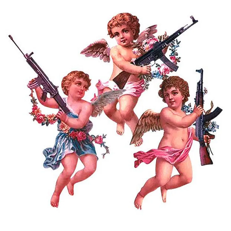 

Fashion Patch Angel Guns Logo Women Clothes Stickers Stranger Things Iron On Patches For Clothing Tshirt Printing Heat Transfert