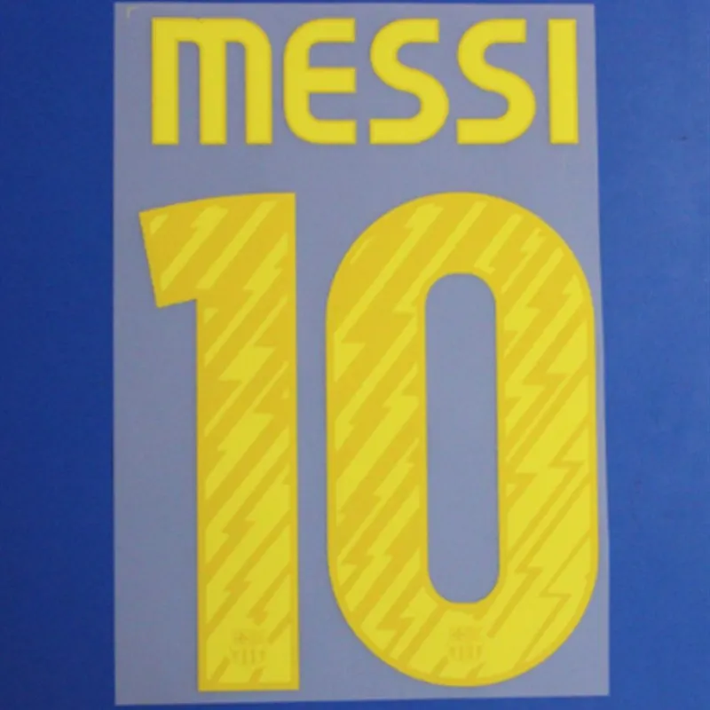 La Liga 2010 11 Ретро #10 Messi звезда печать номера шрифты горячая штамповка футбольная