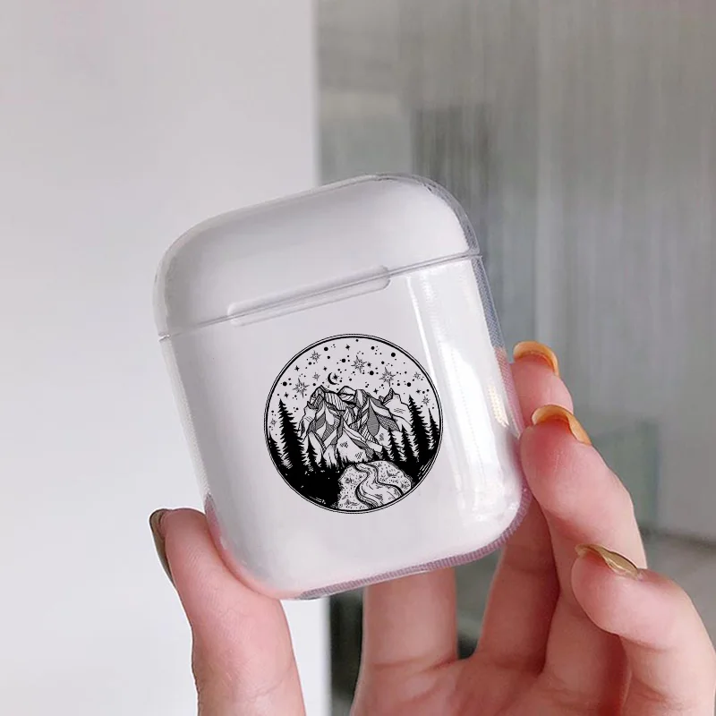 Чехол Airpods 1/2, прозрачный мягкий силиконовый чехол с рисунком восхода солнца для Bluetooth, беспроводной чехол для наушников, чехол для зарядки, сумки