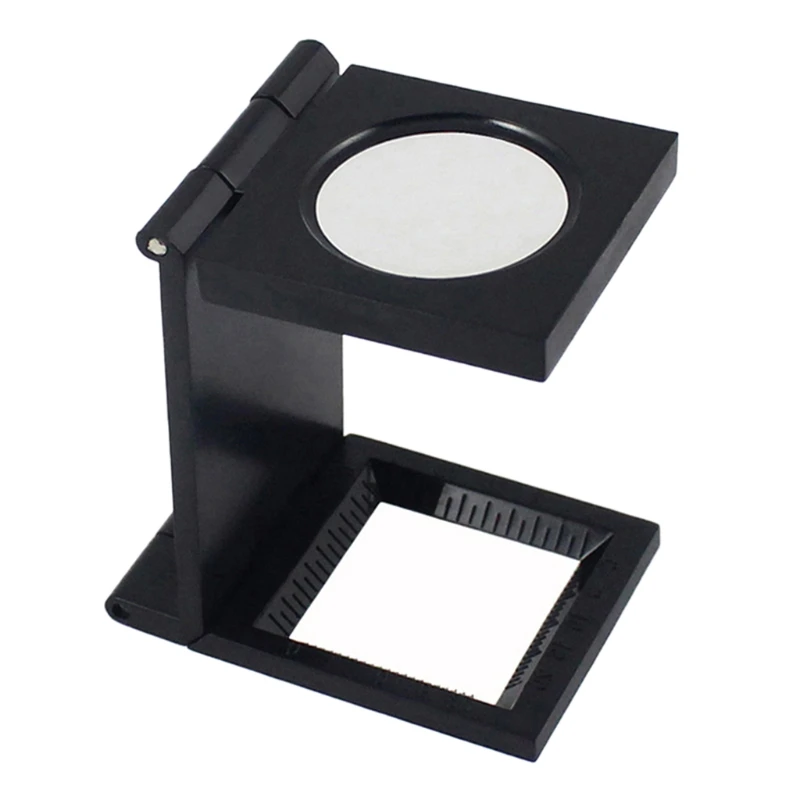 

10X Mini Foldable 27mm Magnifier Microscope Loupe with Scale for Textile Jewelry