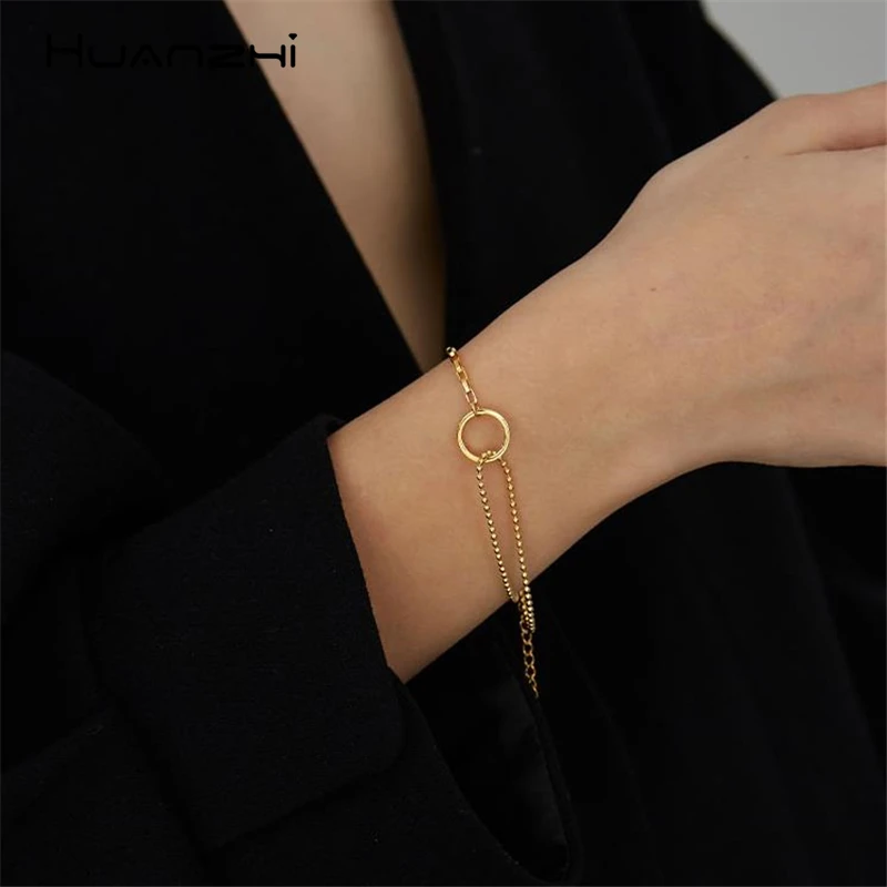 HUANZHI 2019 корейский новый геометрический круг Асимметричная цепочка из розового