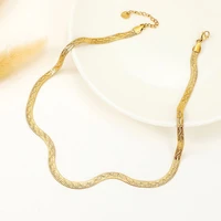 punk style new titanium steel necklace flat snake bone chain female ins blogger cool style solid stainless steel snake chain