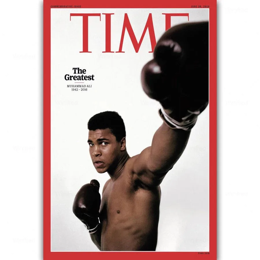 

Muhammad Ali Time Magazine Poster Boxing Boxer Cover Art Print Pictures Decorative Canvas Painting for Bedroom Home Decor Gift