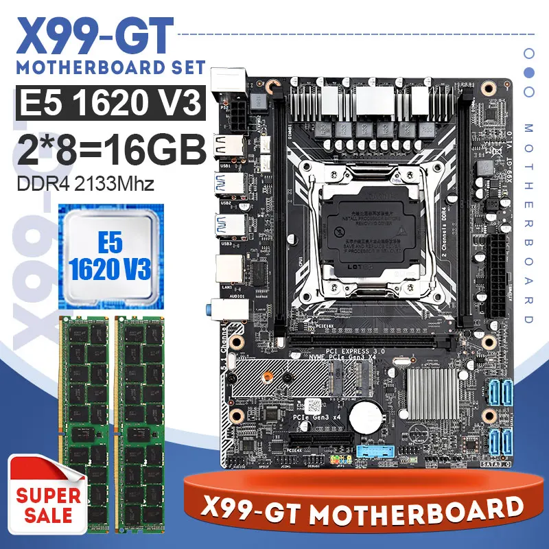 X99 набор материнских плат комбо LGA2011 V3/V4 GT материнская плата 2*8 ГБ DDR4 2133 МГц и 3 5 ГГц