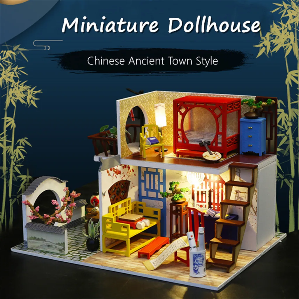 Новый 3D Деревянный DIY светодиодный светильник миниатюрный кукольный домик