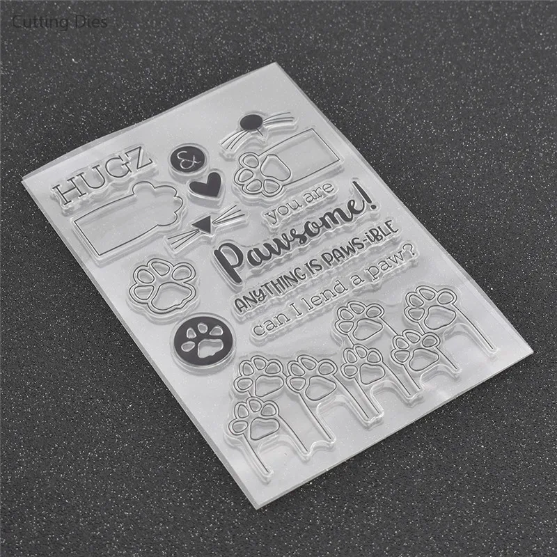Прозрачный штамп с принтом лап мультяшного питомца для скрапбукинга фотоальбома