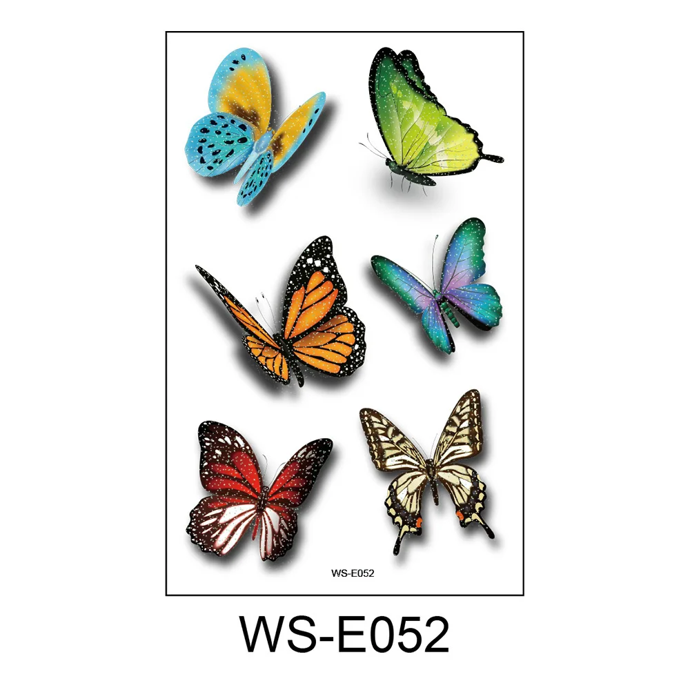 6 листов/комплект Бабочка 3D наклейки для временных татуировок Водонепроницаемый