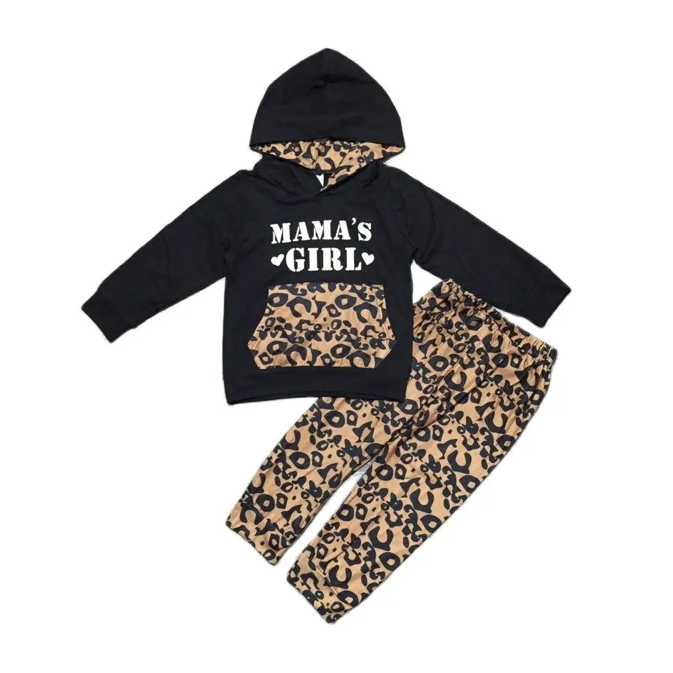 

Girlymax Fall/winter Baby Girls Cotton Long Sleeve Cheetah Leopard Hoodie Kids Clothing Outfits Boutique Set Match Headband