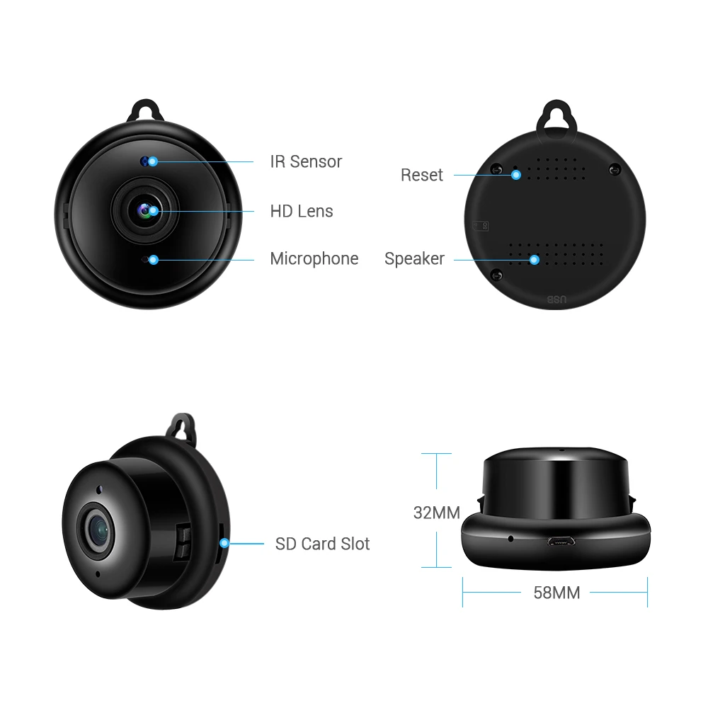 Беспроводная IP-камера Escam V380 HD Wi-Fi 1080P ночное видение двухсторонний звук датчик