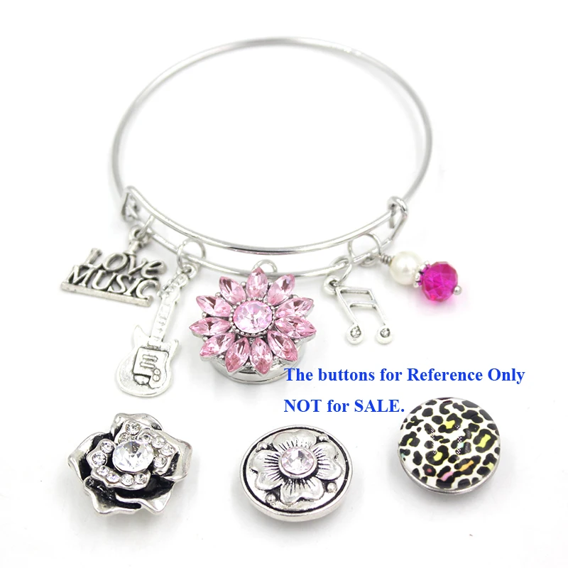 

Music Jewelry DJ Music Note Guitar Piano Charm Bracelet Snap Bracelets For Women DJ Gifts Pulsera
