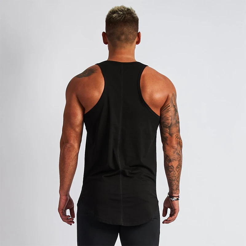 

2021 Gyms Tank Tops Men Elastic Cotton Vest O-Neck Gyms Tank Top Men Sleeveless Shirts Muscle Men Fitness Tops