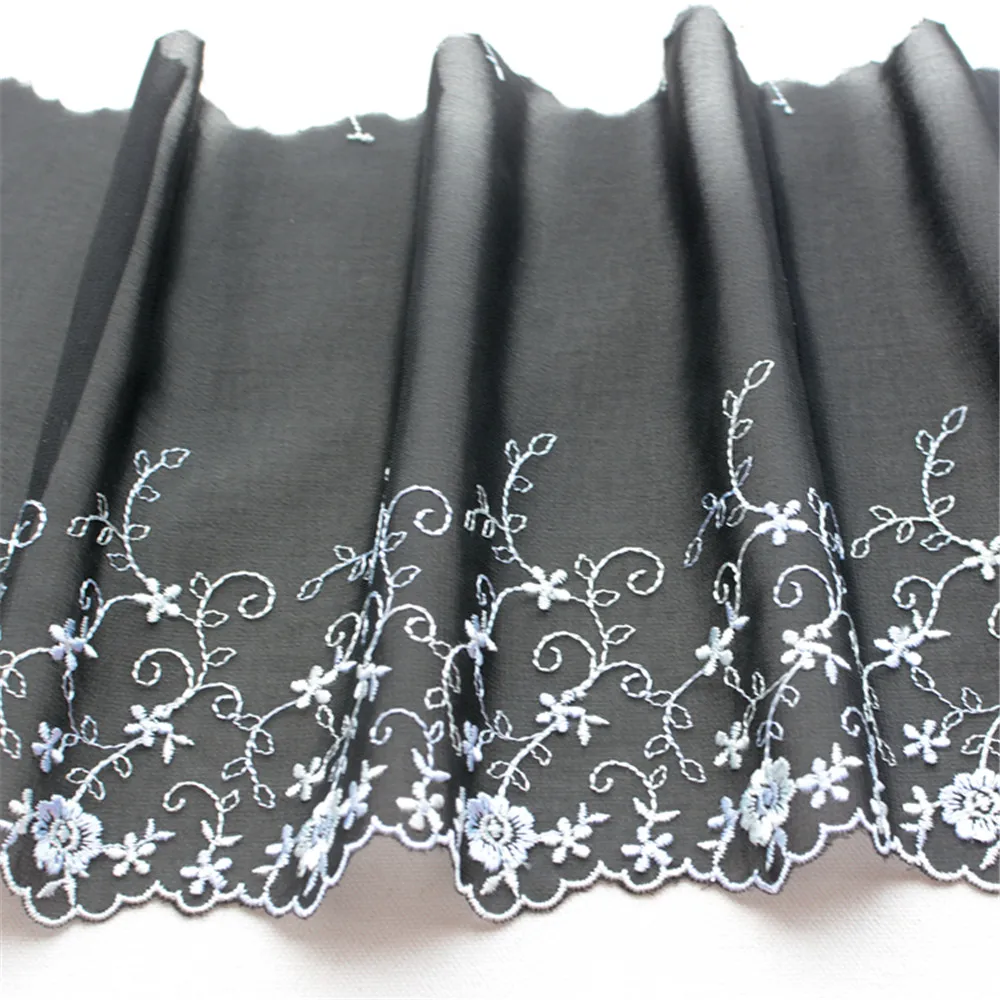 Изысканная черная кофейная сетка с вышивкой кружевная Цветочная юбка занавеска