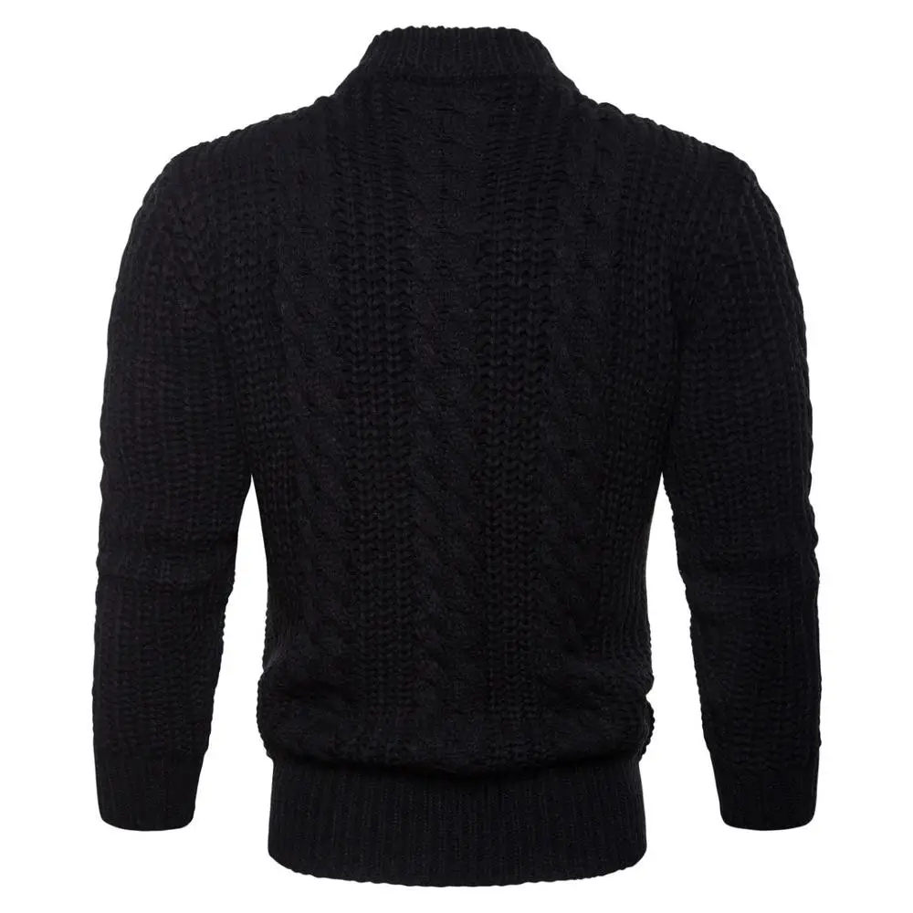 Мужской хлопковый свитер пуловеры с круглым вырезом черные тонкие однотонные