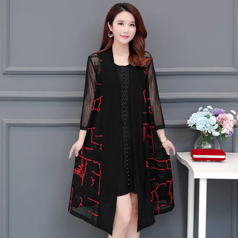 Женский свитер кардиган размера плюс 5XL Свободный вязаный с принтом на весну 2020