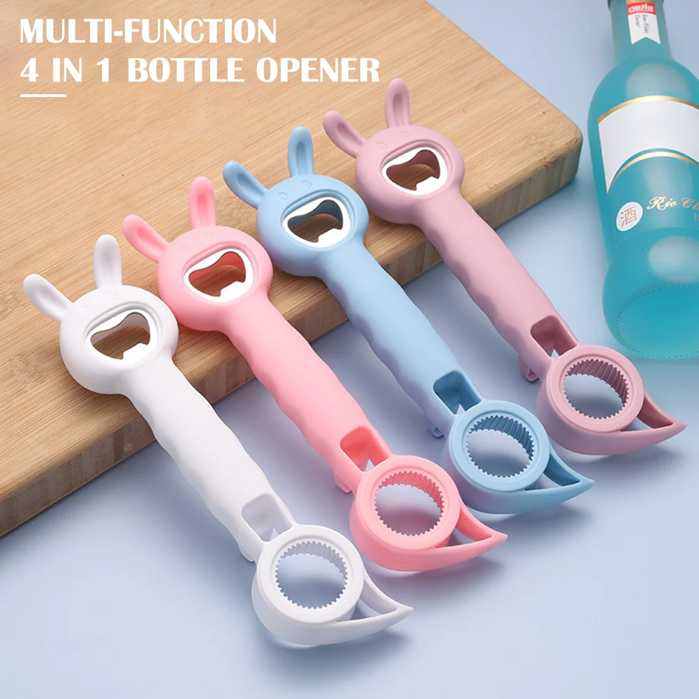 

4 In 1 Bottle Opener Multifunction Jar Can Beer Bottle Opener Stainless Steel Kitchen Tools gadget Kitchen accesories