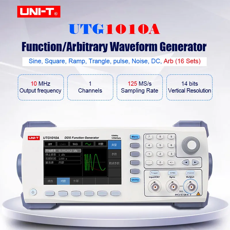 Функциональный/произвольный генератор сигналов UTG1010A 1 канальный 125 мкс/с частота