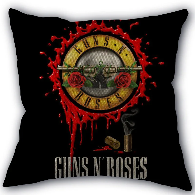 Наволочка Guns N Roses из хлопка и льна квадратная на молнии 45x45 см свадебная