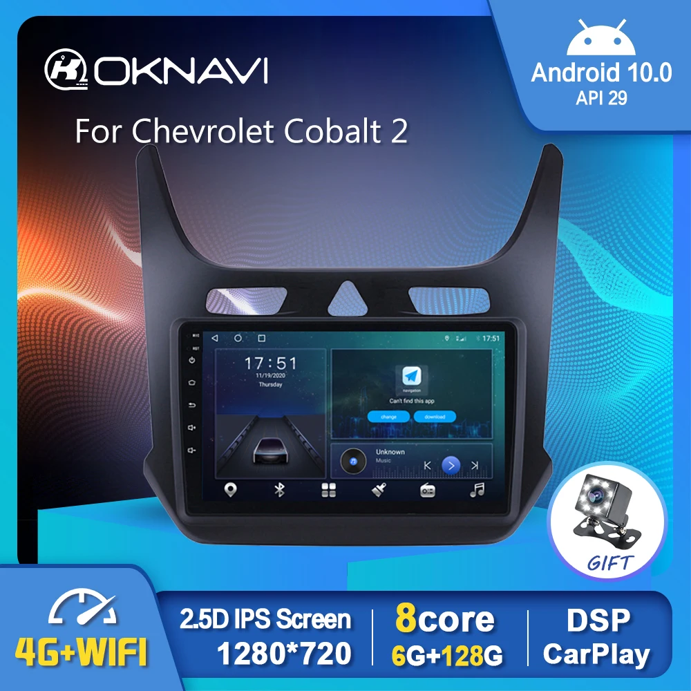 

OKNAVI Android 10.0 Car Radio Multimedia Video Player For Chevrolet Cobalt 2 2011-2018 GPS Serero Carplay 6G 128G No 2 din DVD