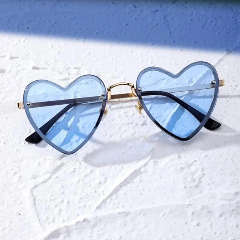 Фото LANDSEEN декоративные солнцезащитные очки в форме сердца голубые унисекс женские
