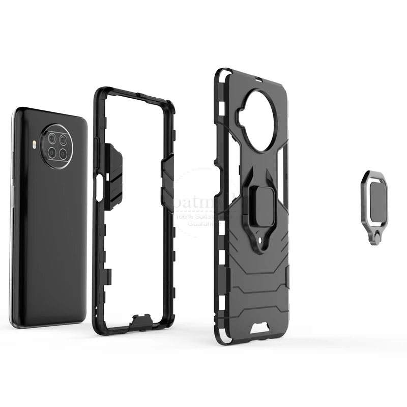 tough hybrid armor cover for xiaomi redmi note 9 pro 5g case with magnetic finger ring socket stand protective phone fundas free global shipping