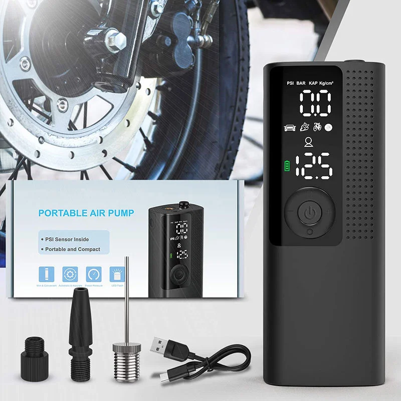 Bomba de aire eléctrica para coche Mini neumático inalámbrico con pantalla LCD inflable portátil 120PSI compresor | Автомобили и