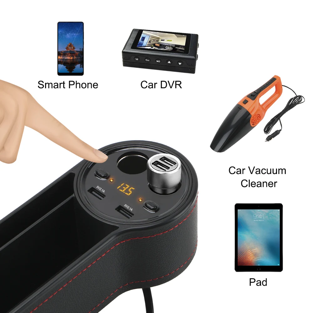 leepee car organizer seat crevice gaps storage box side slit pocket cigarette lighter phone holders accessories stowing tidying free global shipping