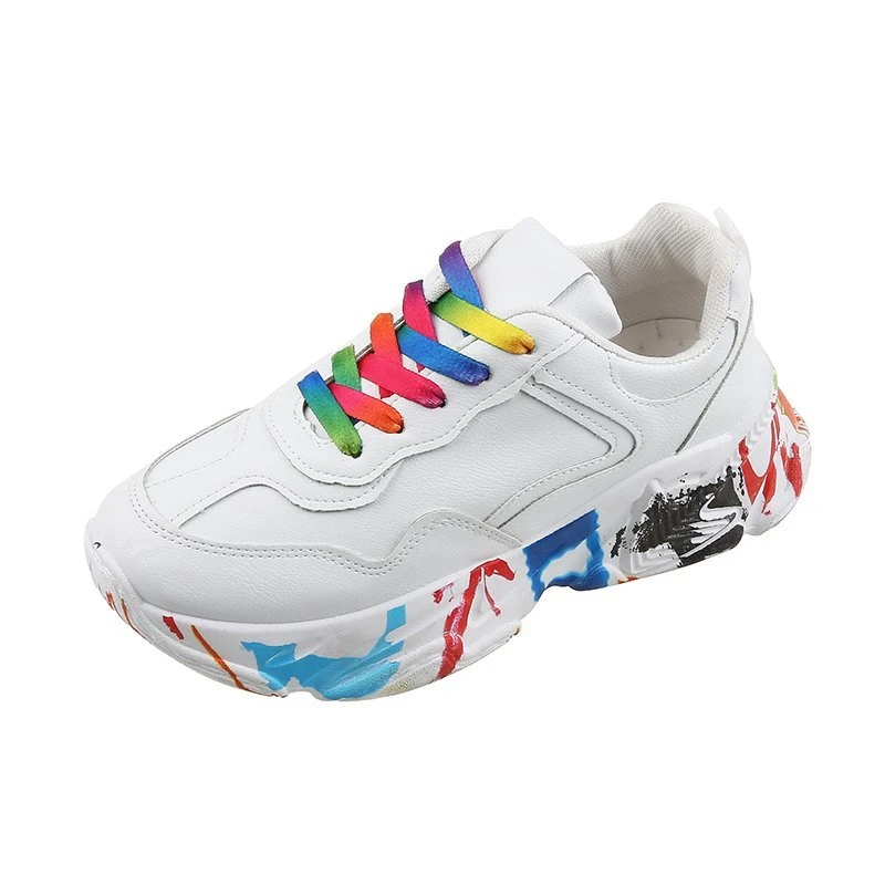 

2020 Autumn Woman ChunkySneakers Fashion Platform Tenis Female Casual Shoes Luxury Designers Women Graffiti Vulcanized Shoes