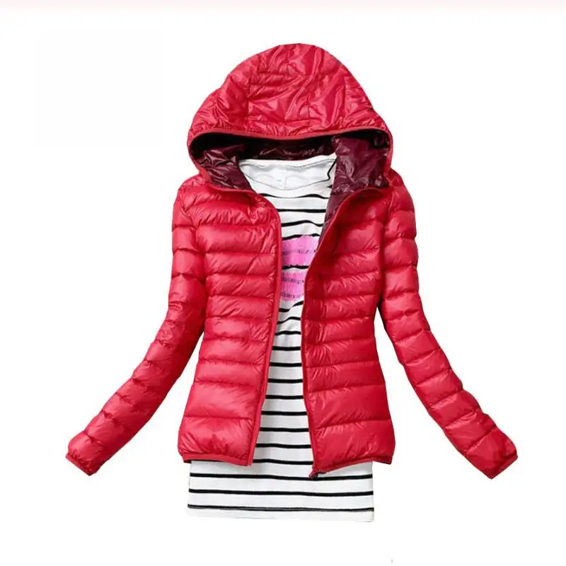 Женская парка на пуху с капюшоном Модная приталенная куртка верхняя одежда для