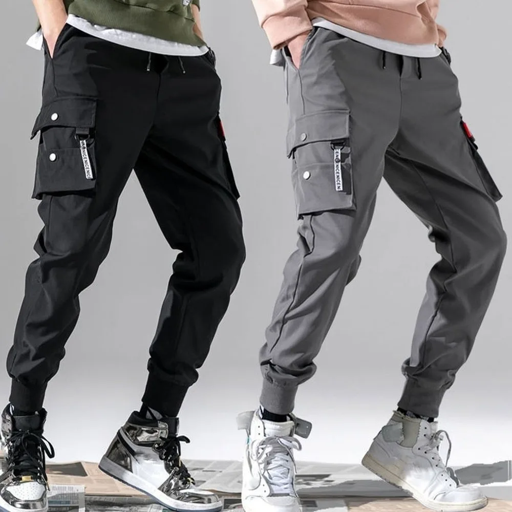 

Fashion Young Student Breathable Elastic Waist Sports Pant Multi-bag Loose Men's Casual Trouser