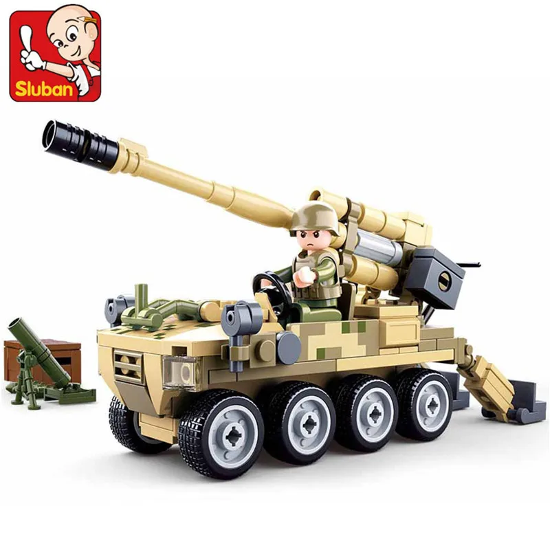 

159Pcs ARMY 120 Wheeled Self-Propelled Artillery Model Bricks DIY Building Blocks Sets Kit Educational Toys for Children