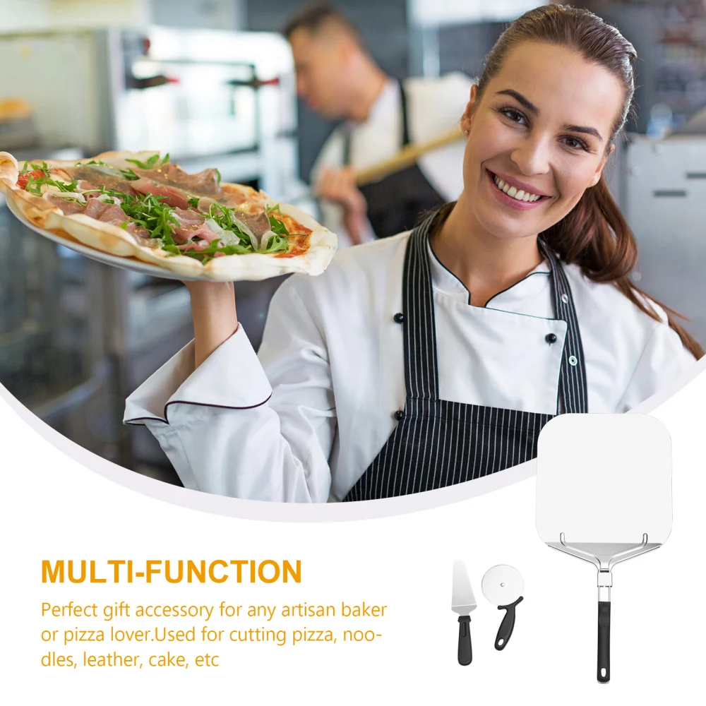 

3pcs Stainless Steel Pizza Peel with Folding Handle Cake Transfer Spade