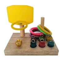 bird intelligence training toys include basketball tossing stacking rings wooden blocks puzzle relieve boredom anxiety