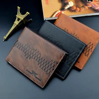 short mens letter fashion wallet pu leather tri fold horizontal coin purses male thin multi card holder business money clip