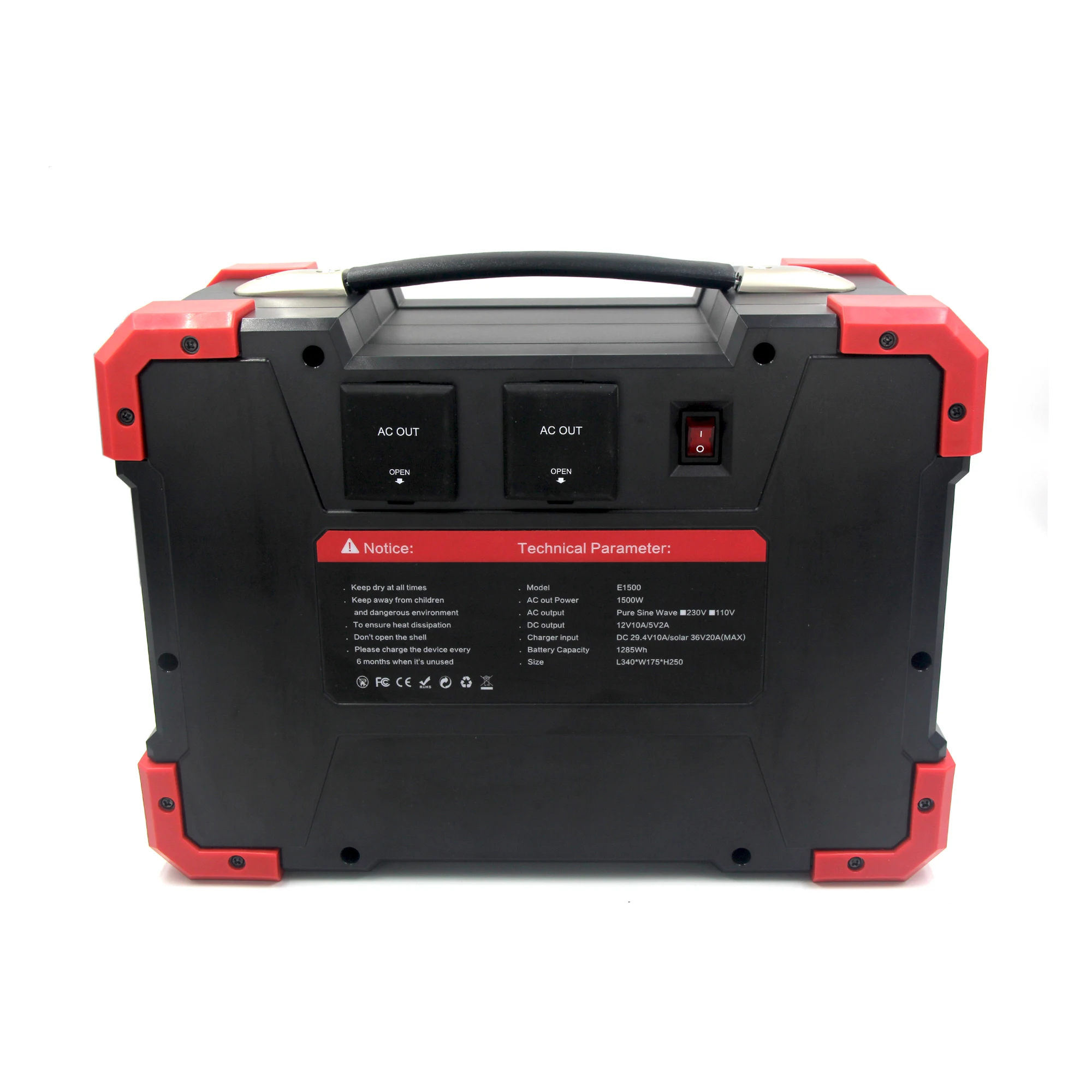 Портативный Перезаряжаемый литиевый аккумулятор 1500 Вт солнечный генератор со