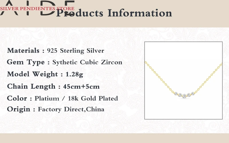 

AIDE 925 Sterling Silver Necklace For Women European And American All-match Round Diamond Clavicle Necklace Fashion Jewelry
