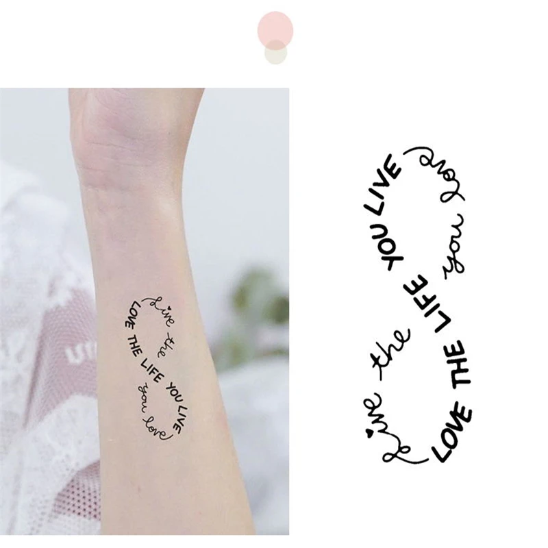 Male And Female Temporary Tattoo Sticker, 1 Piece, English Letters, Black Art, Henna, Waterproof False Tattoo, Human Body Art