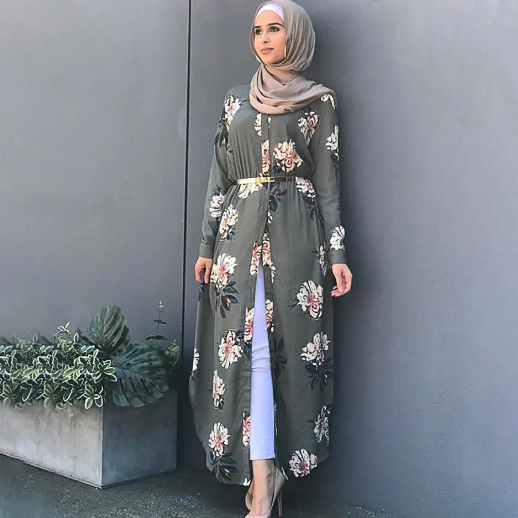 Элегантное мусульманское платье Abaya с вышивкой модное женское длинным рукавом и