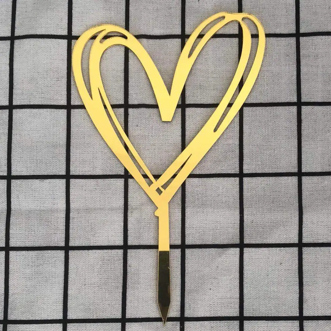 1 шт. золотистый акриловый сердце коллекция торт Топпер десерт украшение на день рождения прекрасные подарки вставить вечерние приспособления для декора вечеринки