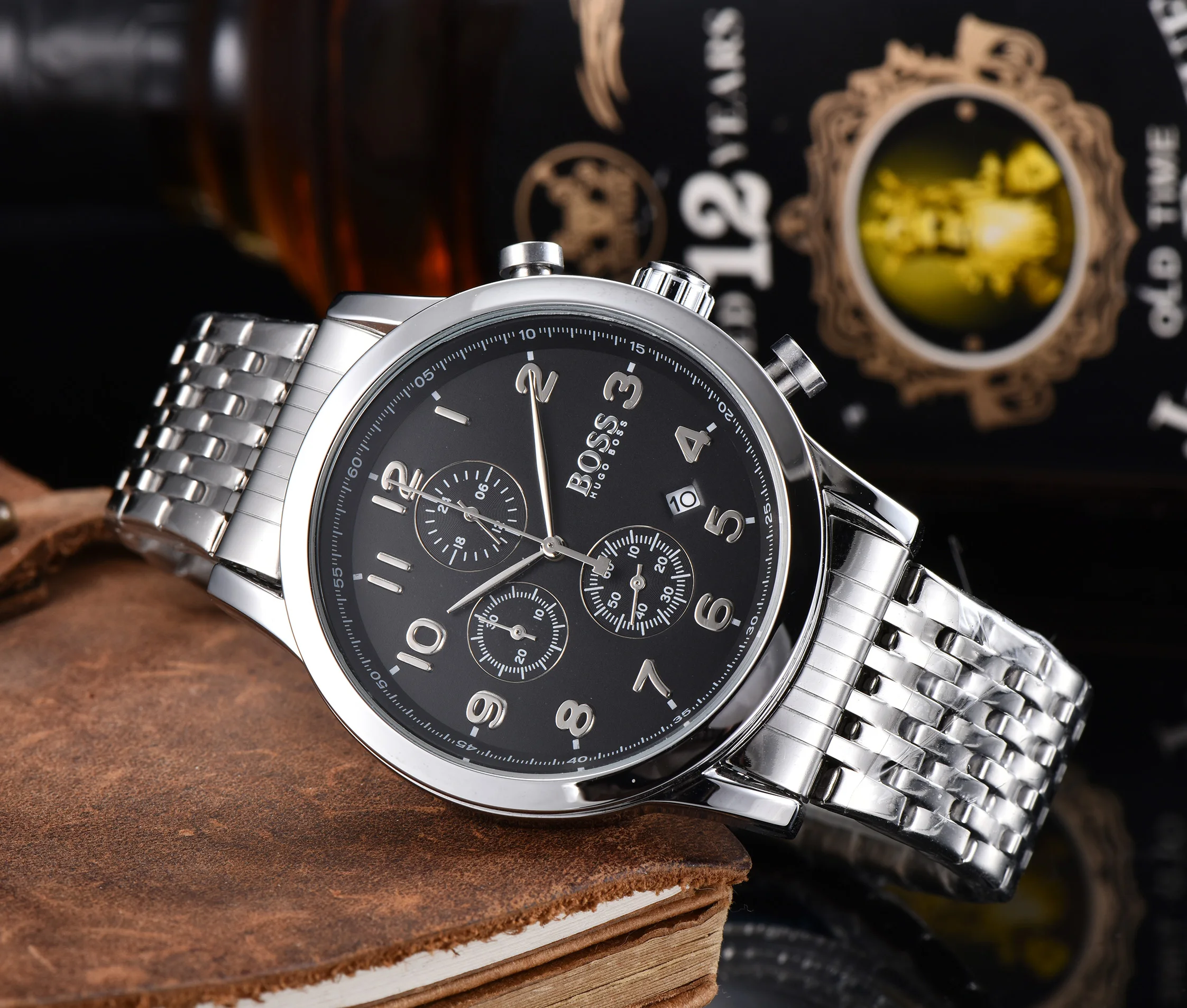 

Top selling mens watches boss quartz movement watch all functional small dial work stopwatch lifestyle waterproof chronograph